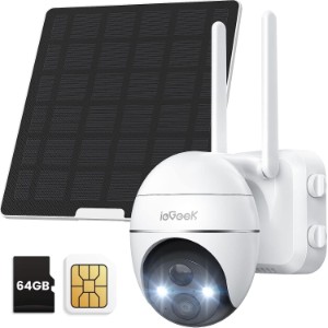 ieGeek 4G 3G LTE Cámara Vigilancia Exterior Solar Inalámbrica, 2K IP Cámara