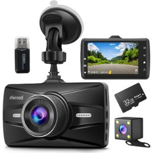 Cámara de Coche Delantera y Trasera,1080P Full HD Dash CAM con Tarjeta SD de 32G