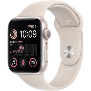 Apple Watch SE (2. Generation) (GPS, 44mm) Smartwatch - Aluminiumgehäuse Polarstern, Sportarmband