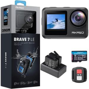 AKASO Brave 7 LE Cámara Deportiva 4k30FPS 20MP WiFi con Tarjeta de Memoria U3 de 64 GB