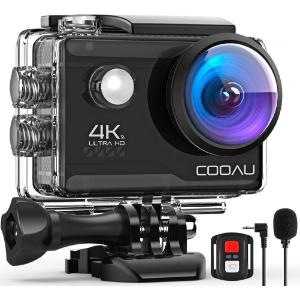 COOAU Camara Deportiva 4K30FPS 20MP WiFi con Micrófono Externo, Gran Angular 170