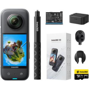 Insta360 X3 Kit Definitivo - Cámara de acción 360 Resistente al Agua, Sensor de 1/2", 5.7K 360