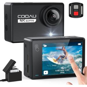 COOAU Cámara Deportiva Wi-Fi 4K 60FPS 24MP, Pantalla Táctil, EIS 4.0