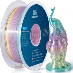 GEEETECH Filamento PLA 1.75mm Multicolor,Impresora 3D, 1KG, Rainbow silk light color