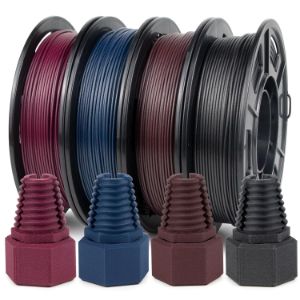 iSANMATE Fibra de Carbono, PETG, 250g x 4 Rollos, 1.75 - 0,03 mm, Rojo,Azul,Marrón,Negro