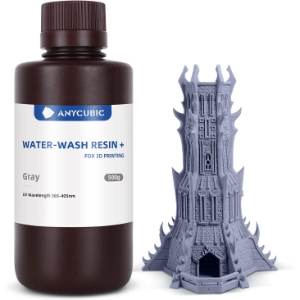 ANYCUBIC Resina de Impresora 3D Lavable con Agua, 405nm 4K-6K-8K LCD-DLP, Gris, 500g